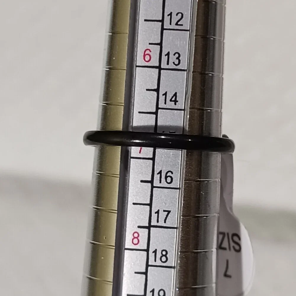 NWOT Black Titanium Steel Thin Stackable Ring Size 7 - Picture 8 of 9